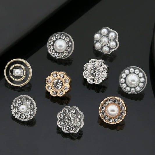 3492★ Camisa versátil con botones pequeños, cárdigan, botones redondos de diamante, ropa de mujer, suéter decorativo, botones de perla, accesorios