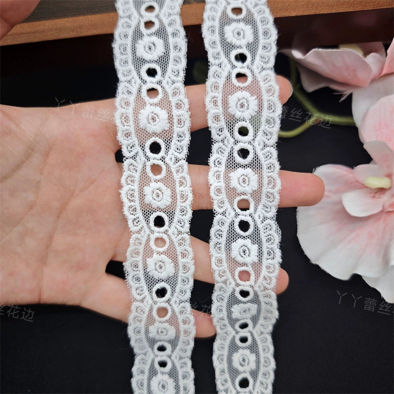 3806 Encaje bordado de malla blanca japonés y coreano, accesorios de decoración de ropa, accesorios de ropa de encaje hechos a mano DIY