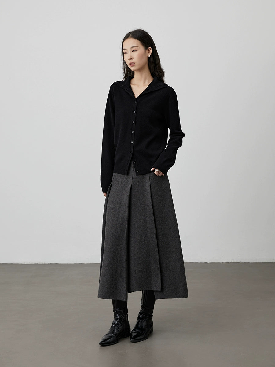 [Warm Air] CAREMIND Autumn Solid Color Simple Wool Knitted Sweater Lapel Button Cardigan Sweater Jacket