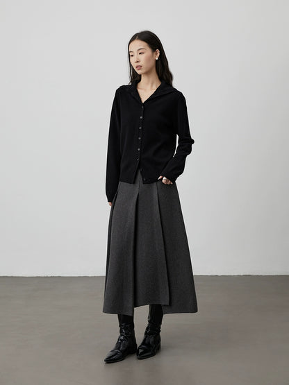 [Warm Air] CAREMIND Autumn Solid Color Simple Wool Knitted Sweater Lapel Button Cardigan Sweater Jacket