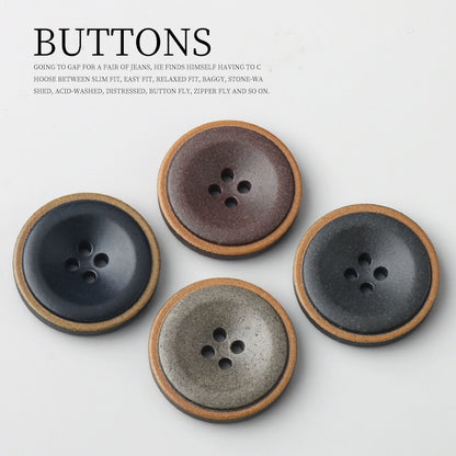 3247★  Burnt edge resin recycled buttons Versatile high-end coat trench coat buttons Vintage suit jacket sweater four-eye buttons