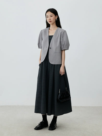 [Sketch skirt] CAREMIND French temperament checkered suspender dress lazy sleeveless medium and long dress