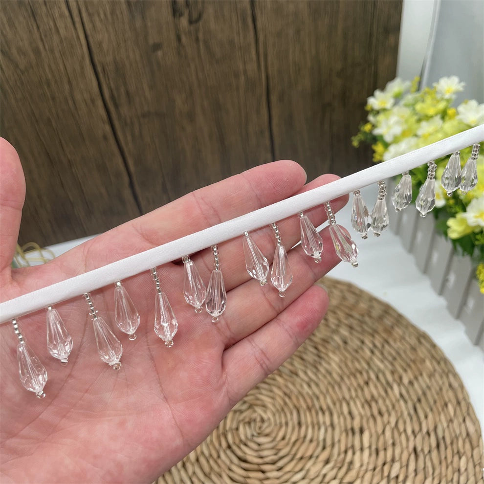 Colgante de cuentas con flecos de encaje, accesorios de industria pesada, materiales decorativos hechos a mano, accesorios de ropa DIY, 3691 ancho 3,5 cm