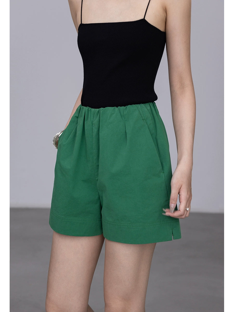 [Oferta especial por tiempo limitado] Pantalones cortos casuales versátiles de dos entradas de verano para niños, pantalones nuevos de cinco puntos de color sólido para mujeres 