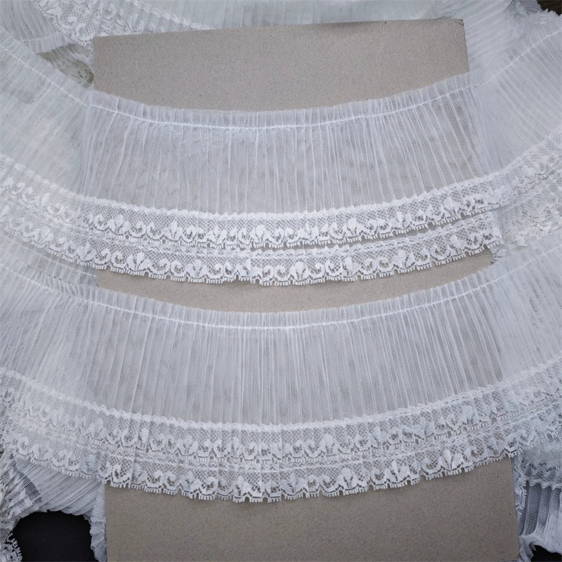 3836 Ancho 9cm malla arrugada borde ondulado pequeño encaje princesa lolita falda borde Barbie tela material DIY