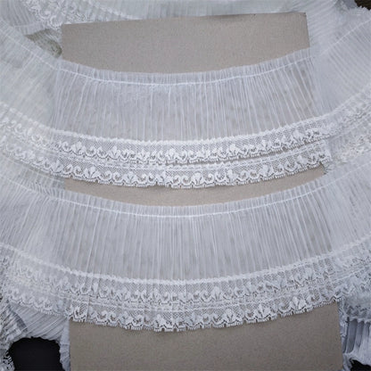 3836 Ancho 9cm malla arrugada borde ondulado pequeño encaje princesa lolita falda borde Barbie tela material DIY