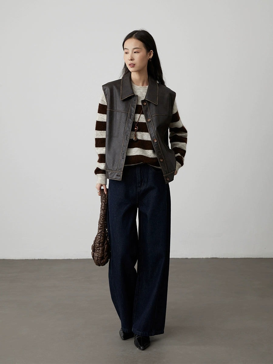 Jean taille haute rétro CAREMIND, pantalon large à jambe droite, un pantalon qui a fière allure mais qui se décolorera légèrement