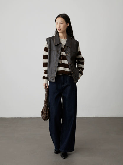 Jean taille haute rétro CAREMIND, pantalon large à jambe droite, un pantalon qui a fière allure mais qui se décolorera légèrement