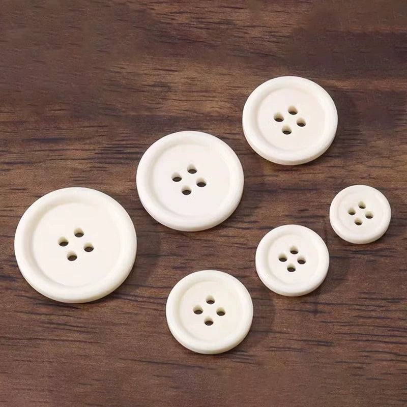 3384★  White round edge four-eye beef bone buckle versatile suit high-end buttons retro coat wind sweater cardigan button accessories