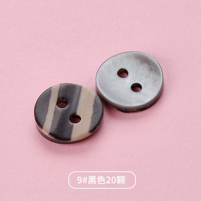 3354★  Shirt Buttons White Black Men's Round Cardigan Chiffon Shirt Top Cuffs Pearlescent Buttons Resin Buttons