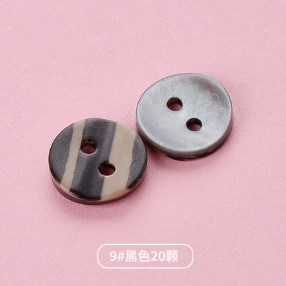 3354★  Shirt Buttons White Black Men's Round Cardigan Chiffon Shirt Top Cuffs Pearlescent Buttons Resin Buttons