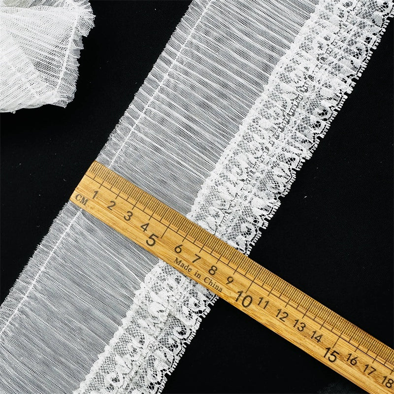 3836 Ancho 9cm malla arrugada borde ondulado pequeño encaje princesa lolita falda borde Barbie tela material DIY