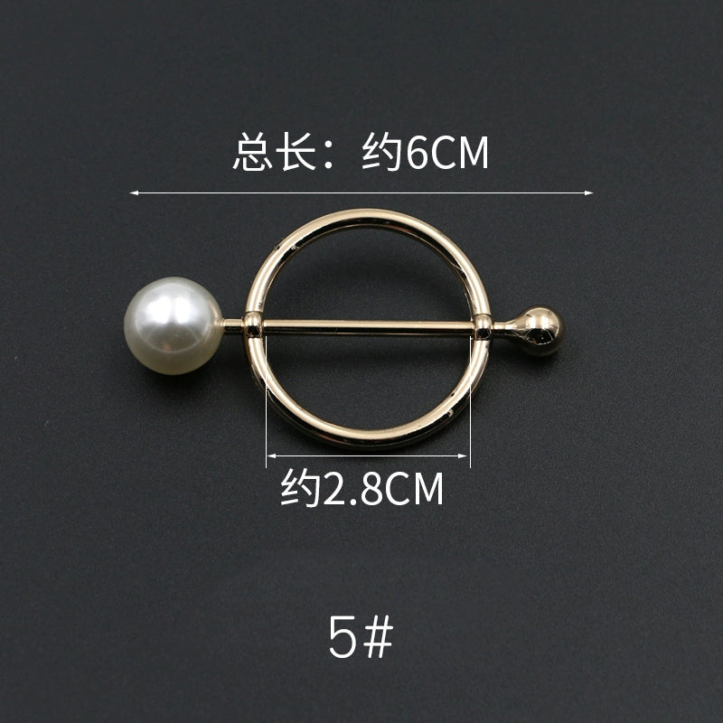 3529★ Versión coreana de moda con hebilla de anillo de metal, hebilla de alfiler de perla, abrigo, chaqueta, suéter, bufanda, accesorios, hebilla decorativa, hebilla de cinturón