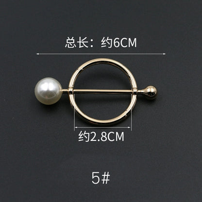3529★ Versión coreana de moda con hebilla de anillo de metal, hebilla de alfiler de perla, abrigo, chaqueta, suéter, bufanda, accesorios, hebilla decorativa, hebilla de cinturón