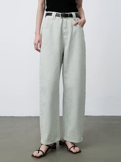 Pantalones vaqueros de talle medio alto y pierna ancha estrechos de color albaricoque de CAREMIND, pantalones pequeños de pierna recta de nueve puntos para niños 