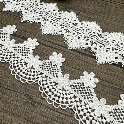 3666 Encaje soluble en agua de seda de leche con flores blancas, para decoración de cortinas, material de costura para empalmes, accesorios de bricolaje