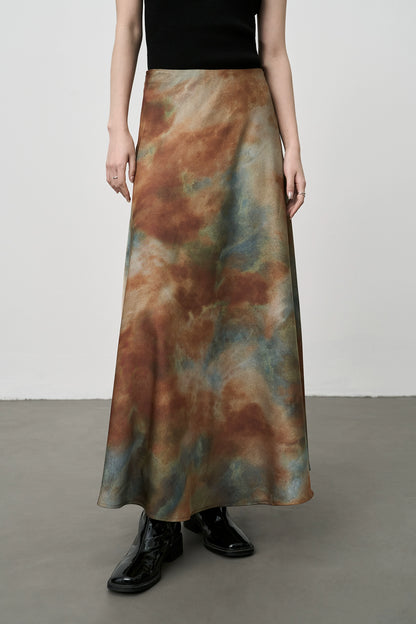 [Big Fish and Begonia] Falda de cintura alta con efecto tie-dye original de CAREMIND 2024 nueva falda fina y súper hermosa 