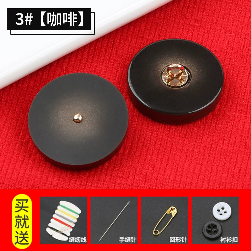 3281★  Round resin button top women's high-end large button coat trench coat versatile clothes suit buttons pajamas accessories