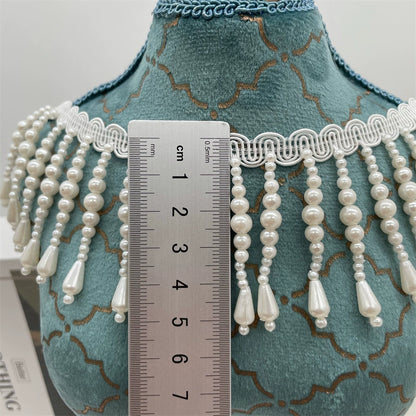 3709 Exquisito sombrero de encaje de perlas hecho a mano de estilo étnico con flecos, accesorios de encaje, accesorios de ropa de bricolaje, collar, cortina de cuentas