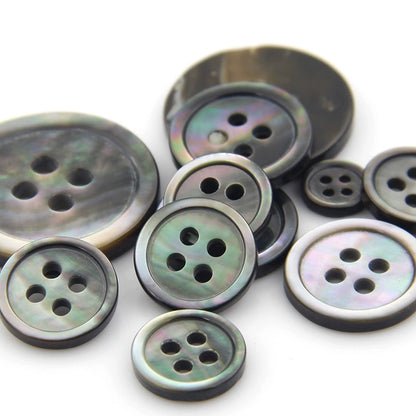 3388★  Black four-eyed black butterfly shell buttons clothes buttons shirt shirt suit buttons coat buttons T-shirt polo shirt buttons