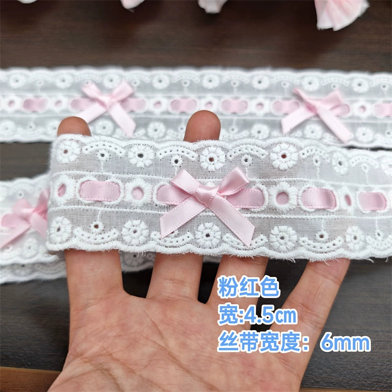 3552★ Ancho 4,5 cm Lazo multicolor Encaje Ropa Cinta Algodón Bordado Lolita Encaje DIY Accesorios hechos a mano