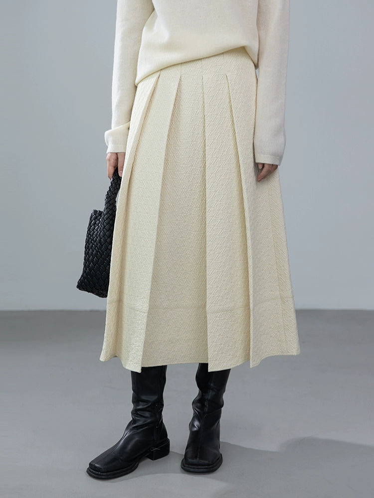 [Oferta por tiempo limitado] Conjunto de chaqueta y falda plisada con doble bolsillo y estampado en relieve para mujer de CAREMIND 