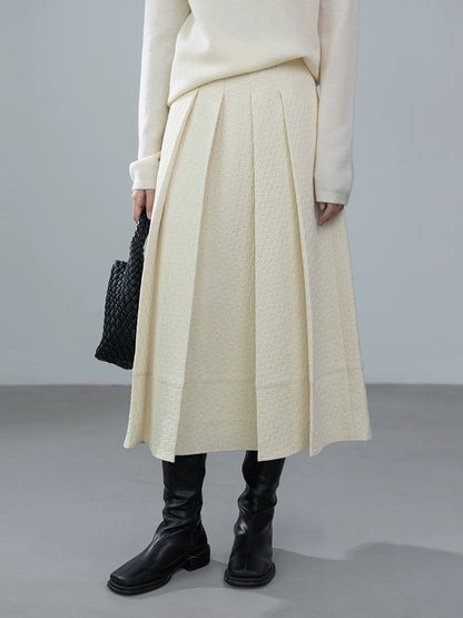 [Oferta por tiempo limitado] Conjunto de chaqueta y falda plisada con doble bolsillo y estampado en relieve para mujer de CAREMIND 