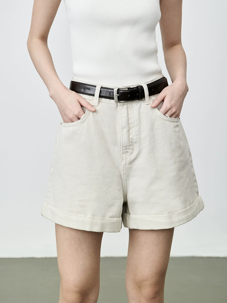 [Nuevo producto] CAREMIND2024 Pantalones cortos de mezclilla de cintura alta para principios de verano, pantalones cortos ajustados de pierna ancha y holgados 