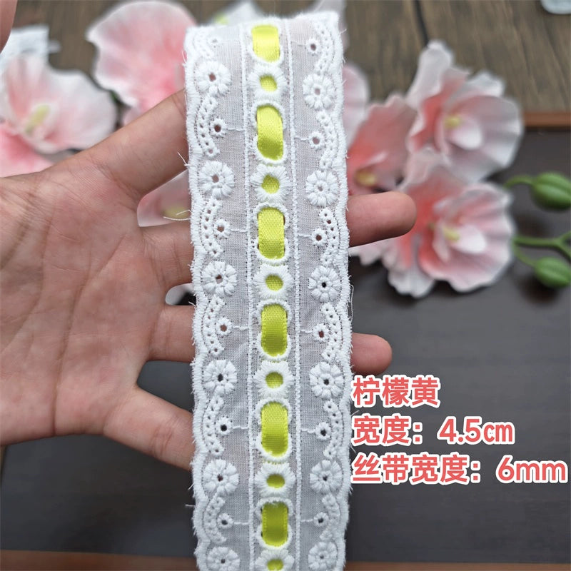 3553★ Ancho 4,5 cm Nuevo color Cinta de algodón Hilo de encaje Hecho a mano DIY Lolita Accesorios de ropa de bebé