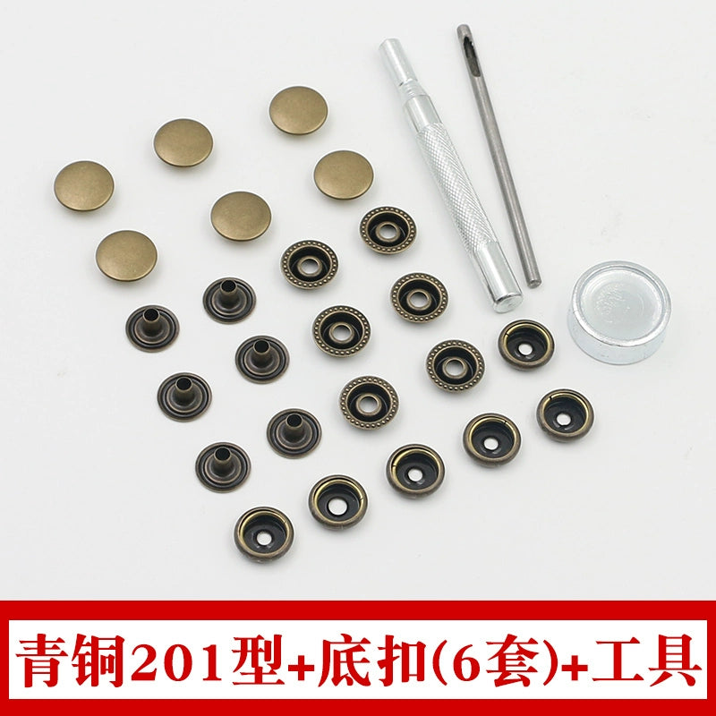 3407★  Denim jacket four-in-one button, button nailing tool, metal hidden button, invisible snap button for clothes, sub-mother button, snap button.