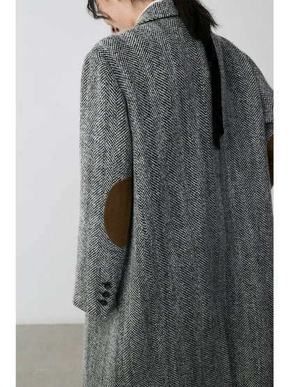 CAREMIND rétro chevrons costume manteau en laine à double boutonnage tempérament guerre barge léger luxe formel haut de gamme manteau