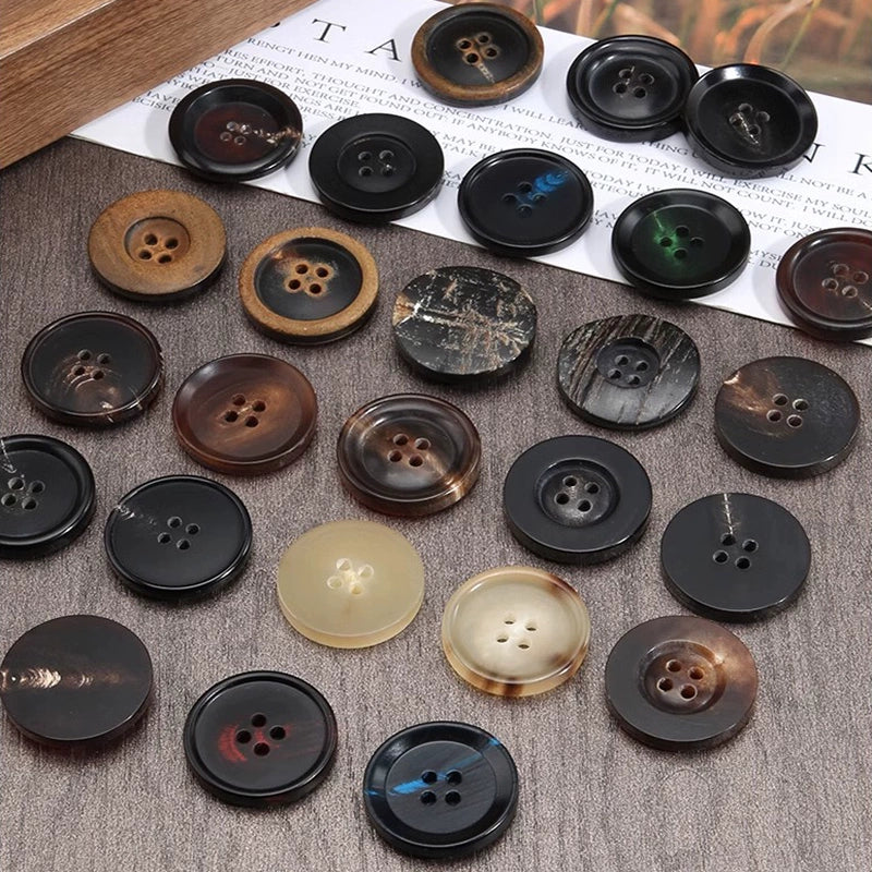 3463★ Botones de cuerno real para hombre, traje, chaqueta, pantalón, botones de alta gama, abrigo de cachemira para mujer, botones negros Daquan