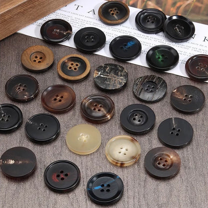 3463★ Botones de cuerno real para hombre, traje, chaqueta, pantalón, botones de alta gama, abrigo de cachemira para mujer, botones negros Daquan