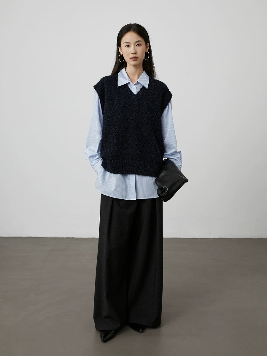 [Silhouette trousers] CAREMIND iron-free design wide-leg trousers loose and thin straight drop suit pants autumn