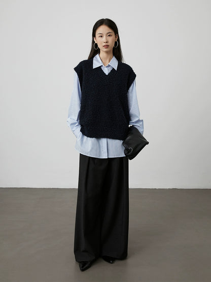 [Silhouette trousers] CAREMIND iron-free design wide-leg trousers loose and thin straight drop suit pants autumn