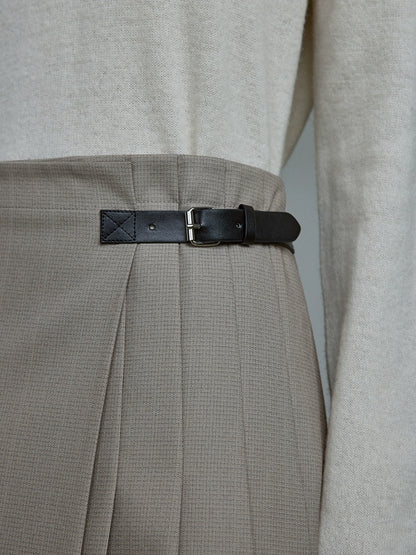 [Oferta especial por tiempo limitado] Falda plisada de cuadros finos y sencilla de otoño para mujer, diseño con sentido del estilo universitario, falda de cintura alta en forma de A 