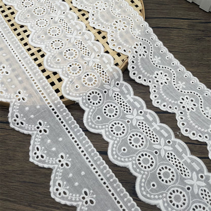 3796 Nuevos y exquisitos accesorios de encaje bordado de algodón blanco hechos a mano, falda de cortina, tela decorativa para ropa