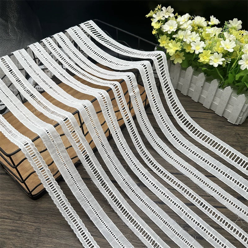 3800 Exquisito ribete de algodón puro japonés y coreano, tela de encaje bordado para escaleras, accesorios de encaje decorativos para empalme de ropa hechos a mano