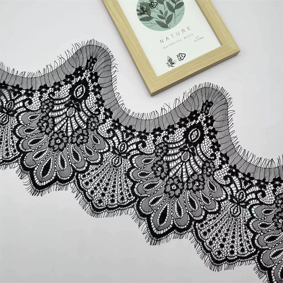 3761 ancho 28 cm 3 metros largo suave malla pestañas barba encaje DIY velo de novia encaje decorativo accesorios de ropa