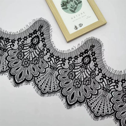 3761 ancho 28 cm 3 metros largo suave malla pestañas barba encaje DIY velo de novia encaje decorativo accesorios de ropa