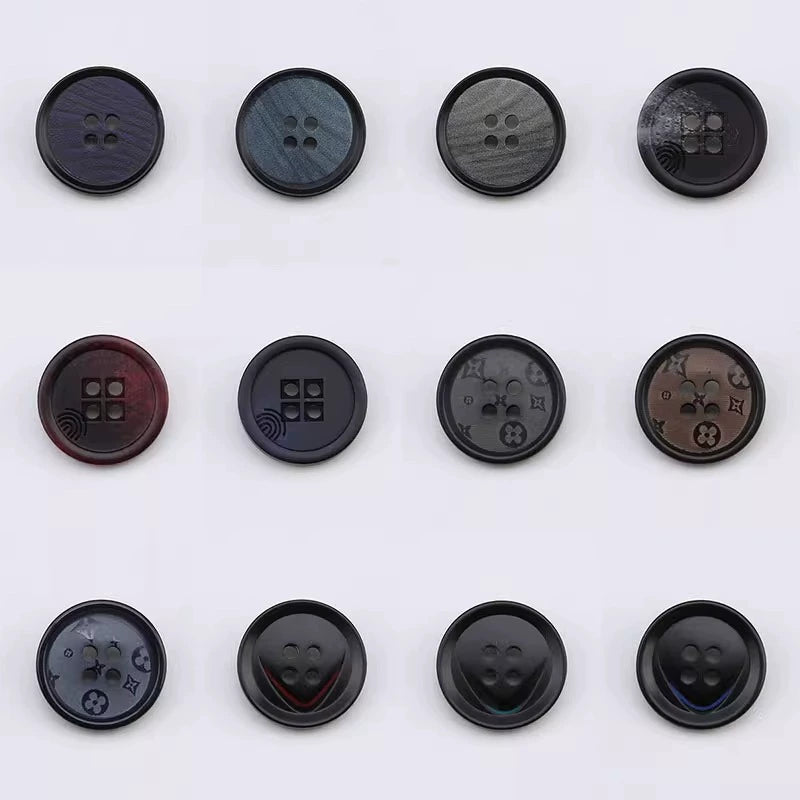 3439★ Abrigo de traje para mujer, botones decorativos de alta gama, botones redondos, ropa, chaqueta, suéter, traje, botones negros, botones de resina