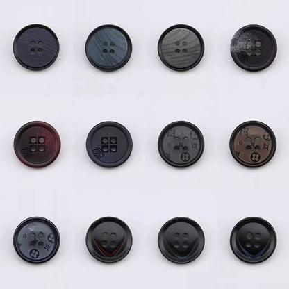 3439★ Abrigo de traje para mujer, botones decorativos de alta gama, botones redondos, ropa, chaqueta, suéter, traje, botones negros, botones de resina