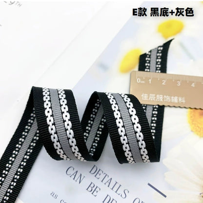 3857 Tiras de borde de cinta jacquard de punto de salto de rayas de color de 2 cm, ribete de borde de pantalones, tiras laterales, textiles para el hogar, accesorios de ropa