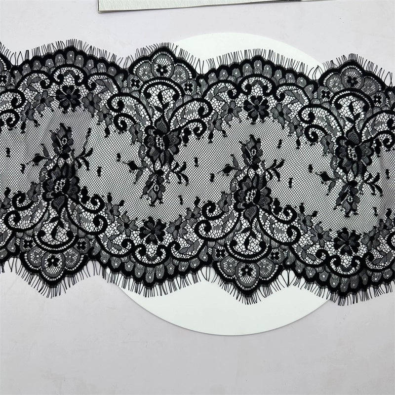 3746 Tela de encaje de pestañas bilateral de hilo de malla de alta calidad, accesorios de empalme alargados para cortina y velo de bricolaje