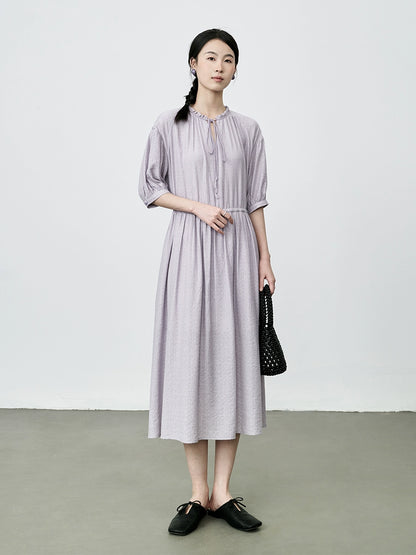 Vestido francés suave con escote en V y borde en forma de hongo de CAREMIND, ajustado, de estilo medio 