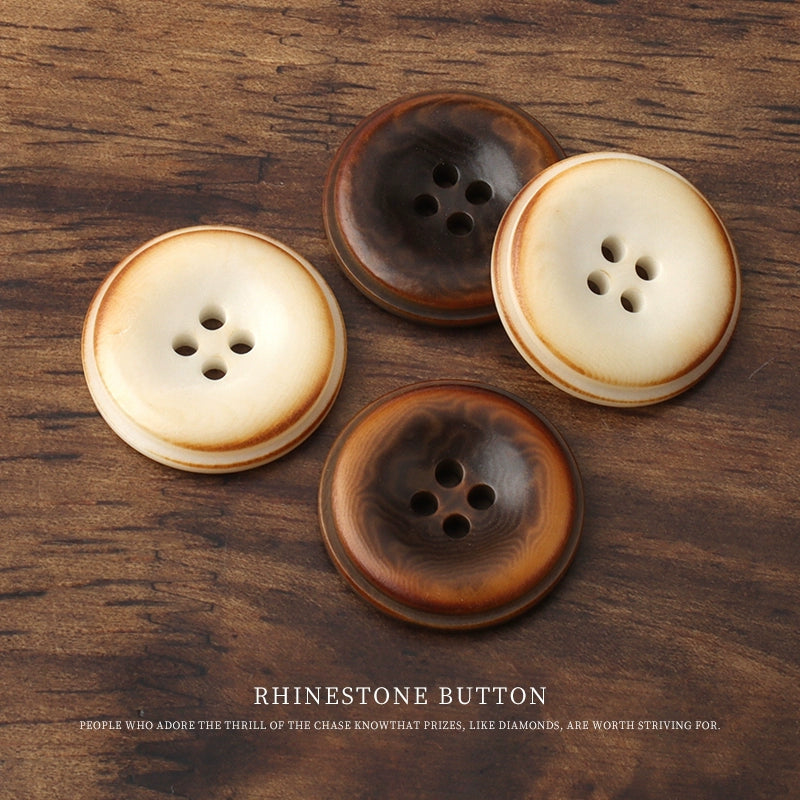 3284★  Coffee burnt edge fruit buttons versatile high-end woolen coat trench coat buttons suit dress jacket four-eye buttons