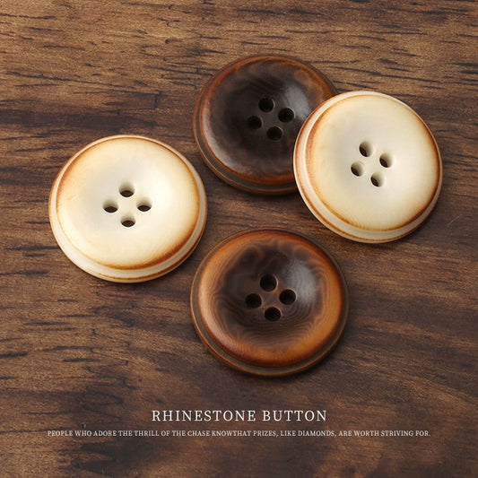 3284★  Coffee burnt edge fruit buttons versatile high-end woolen coat trench coat buttons suit dress jacket four-eye buttons