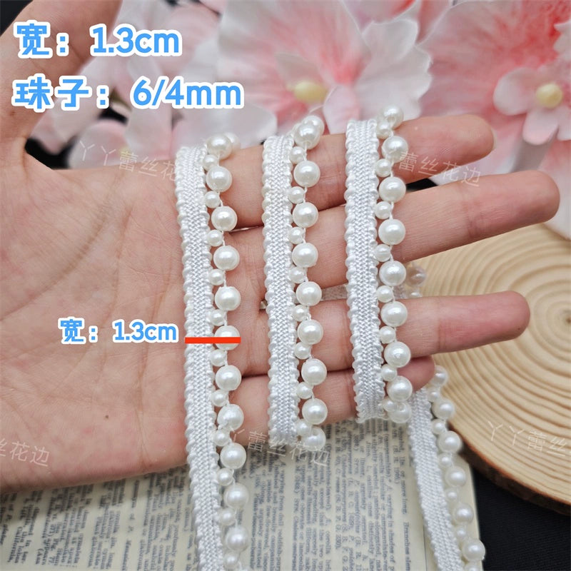 3679 Todo hecho a mano con encaje de perlas de imitación, estilo República de China, cheongsam, Hanfu, ropa, escote, sombrero, accesorios decorativos