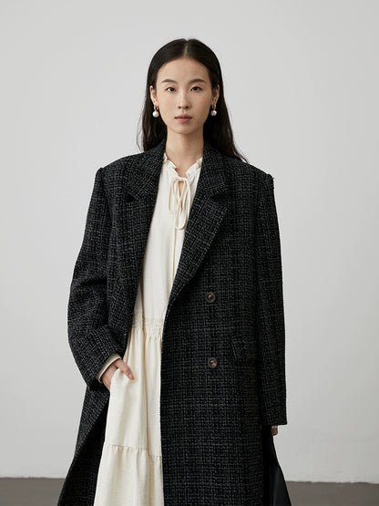 [Veste Piaget] CAREMIND Veste de costume simple classique noire et grise, longue, col plat, épaule avant