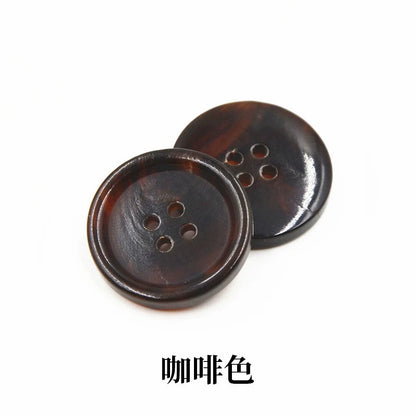 3456★ Botón de cuerno marrón negro con cuatro ojales, botón redondo con borde fino para chaqueta de cuero de traje informal formal para hombres y mujeres